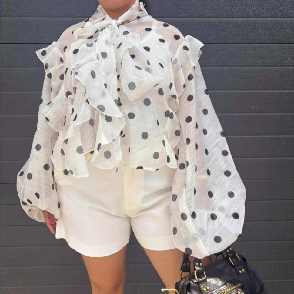 blouse lavallière haut voilage chic