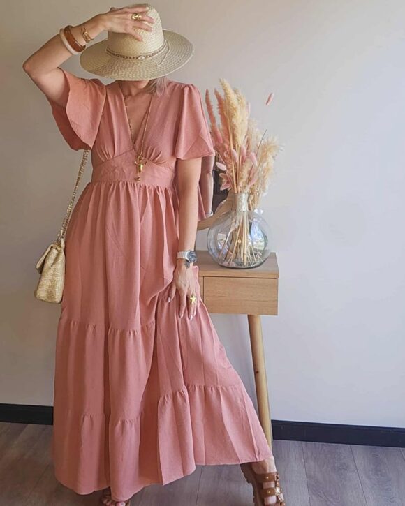 robe longue bois de rose bohème