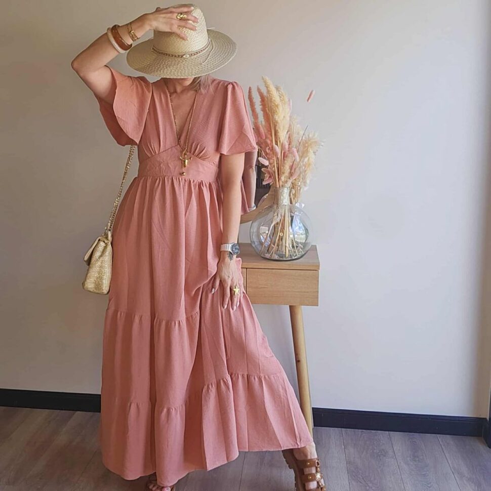 robe longue bois de rose bohème