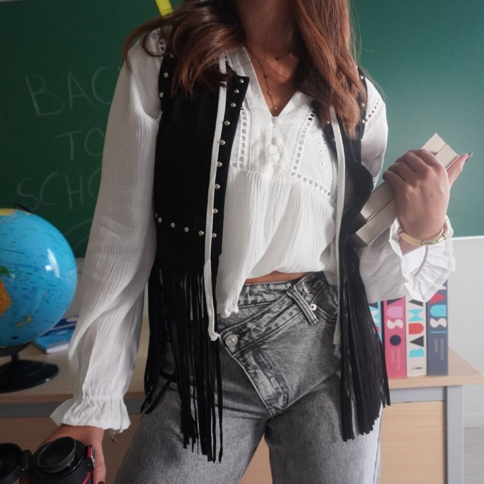 gilet sans manches suédine style bohème