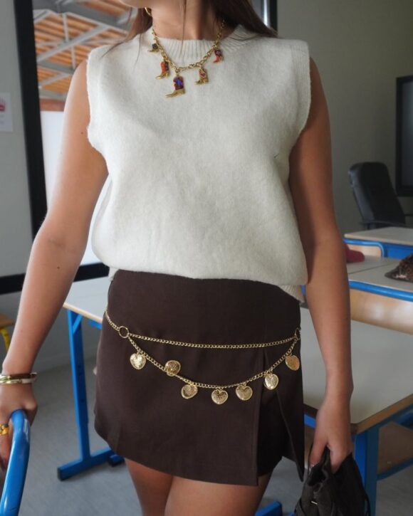 Jupe short femme élégante chocolat
