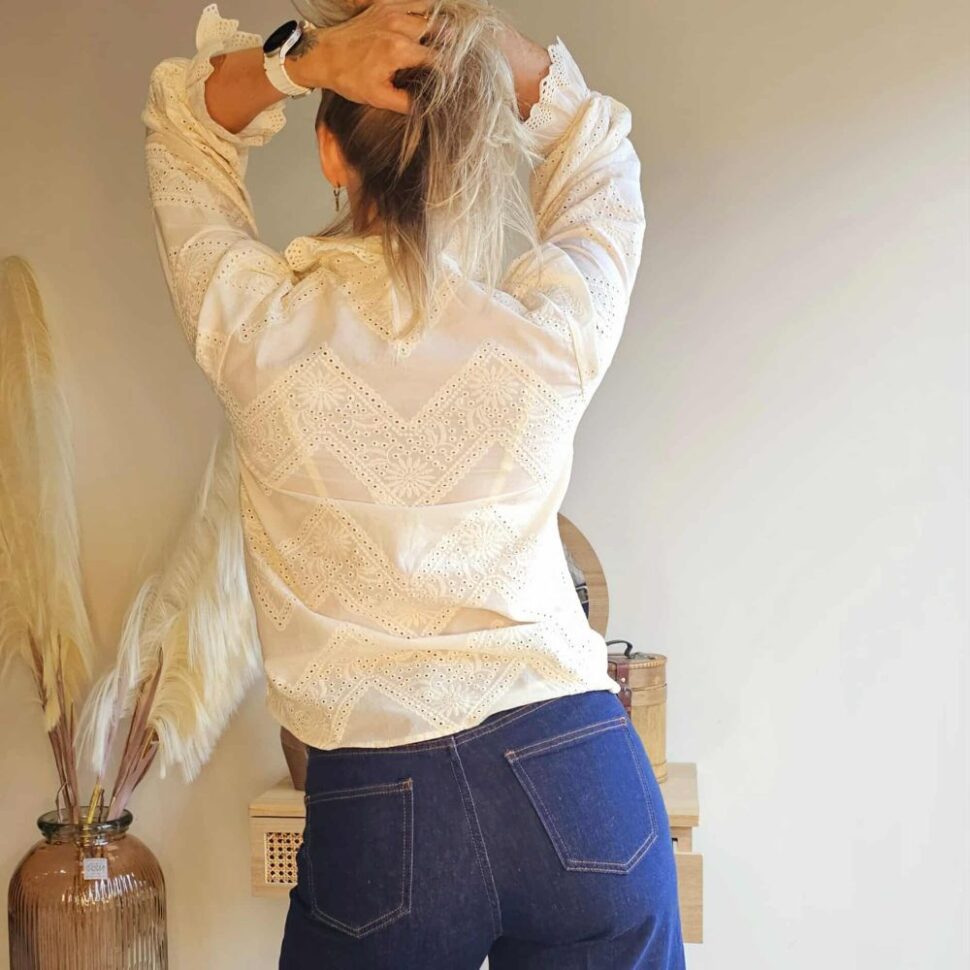 Blouse femme écru esprit bohème
