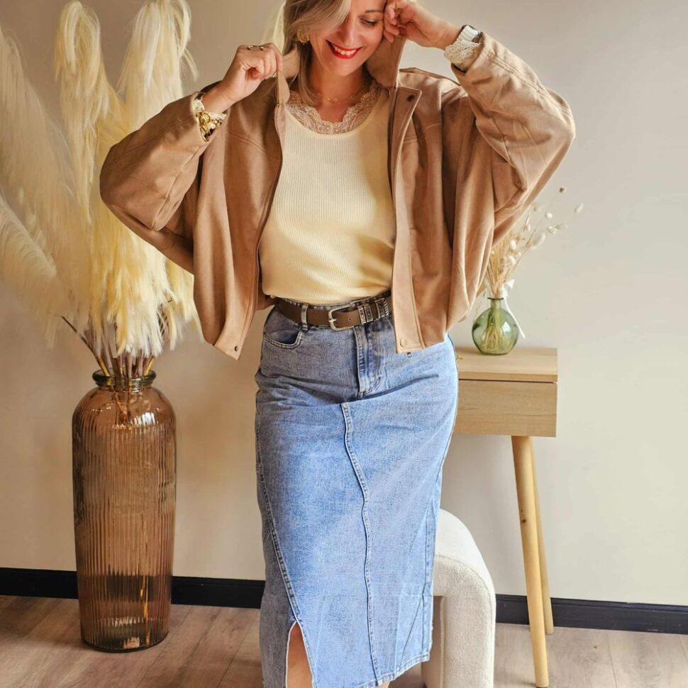 Veste femme en suédine oversize