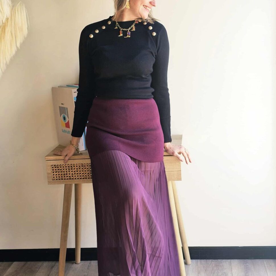 Jupe longue prune femme tendance chic et moderne