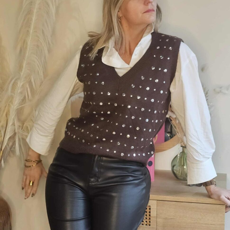 Pull tendance 2025 couleur chocolat Mi Preciosa