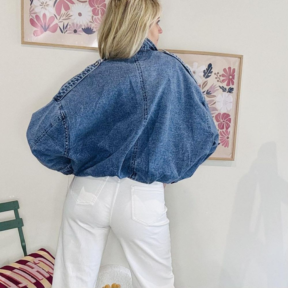 Veste en jean denim bleu coupe ballon oversize