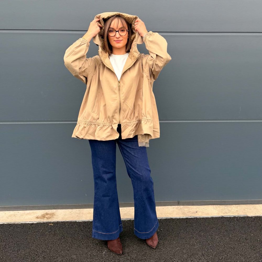 Parka pluie femme beige avec capuche automne 2026